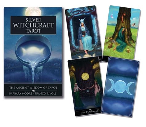 Silver witchcraft tarot deck with intricate designs